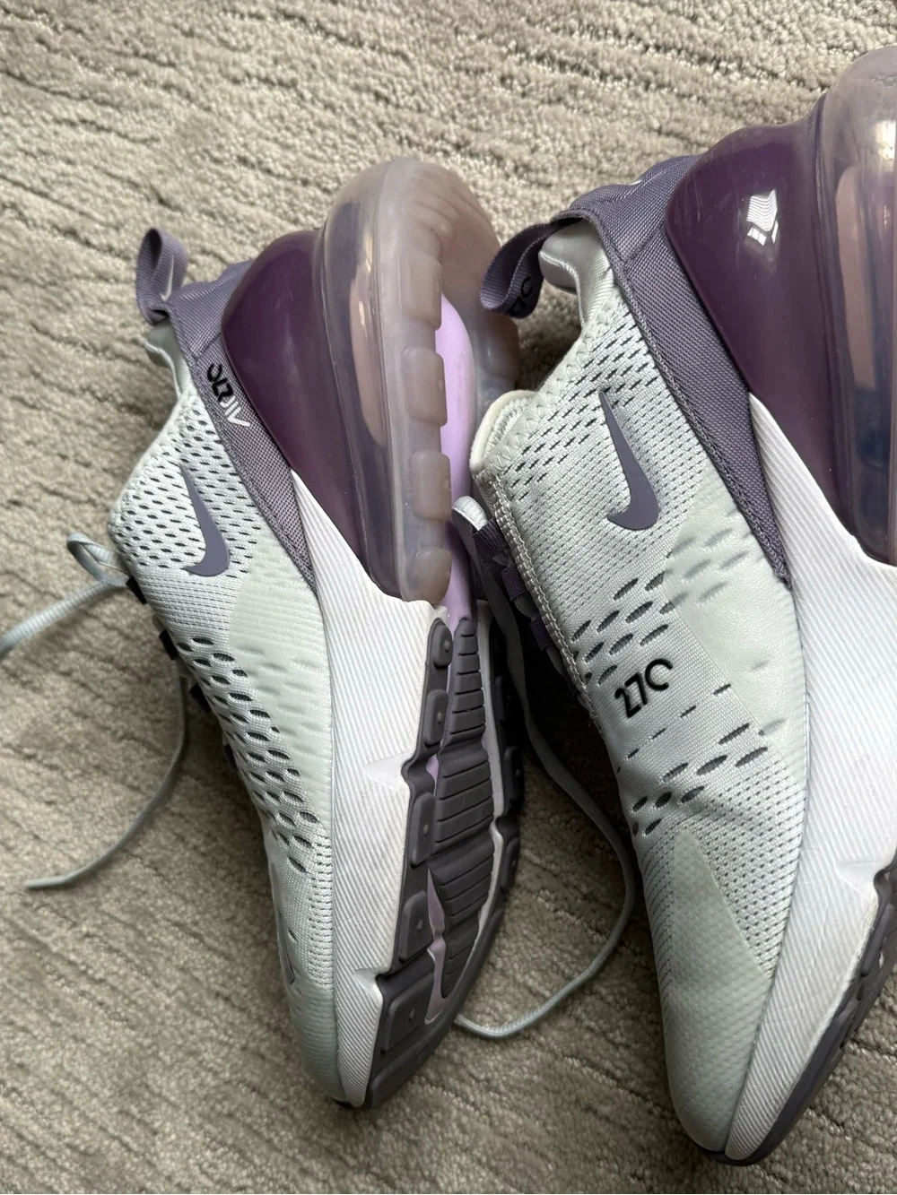 Nike Women’s Air Max 270 Sneakers - White & Purple - Picture 5 of 6